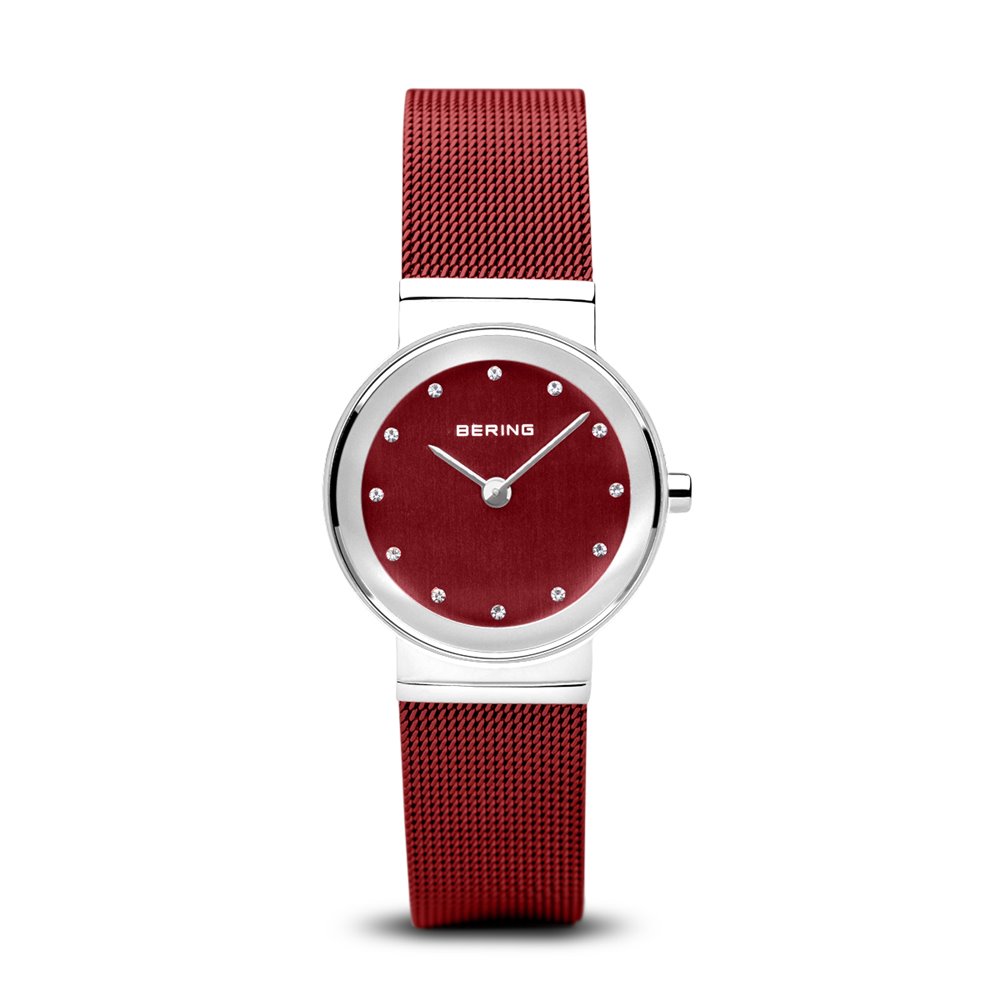 Reloj de mujer Bering Classic rojo y plata pulido