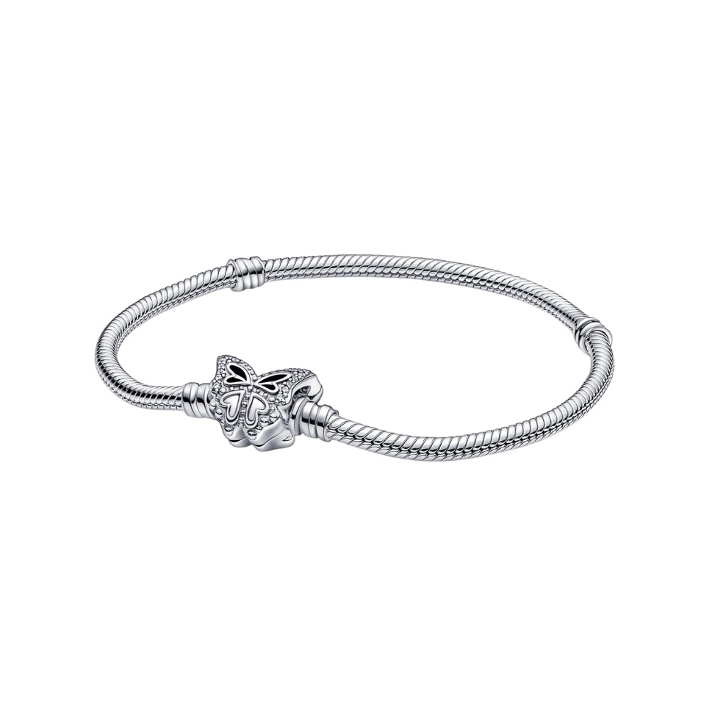 Snake chain sterling silver bracelet wit