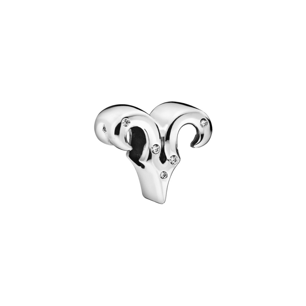 Aries sterling silver charm with clear c