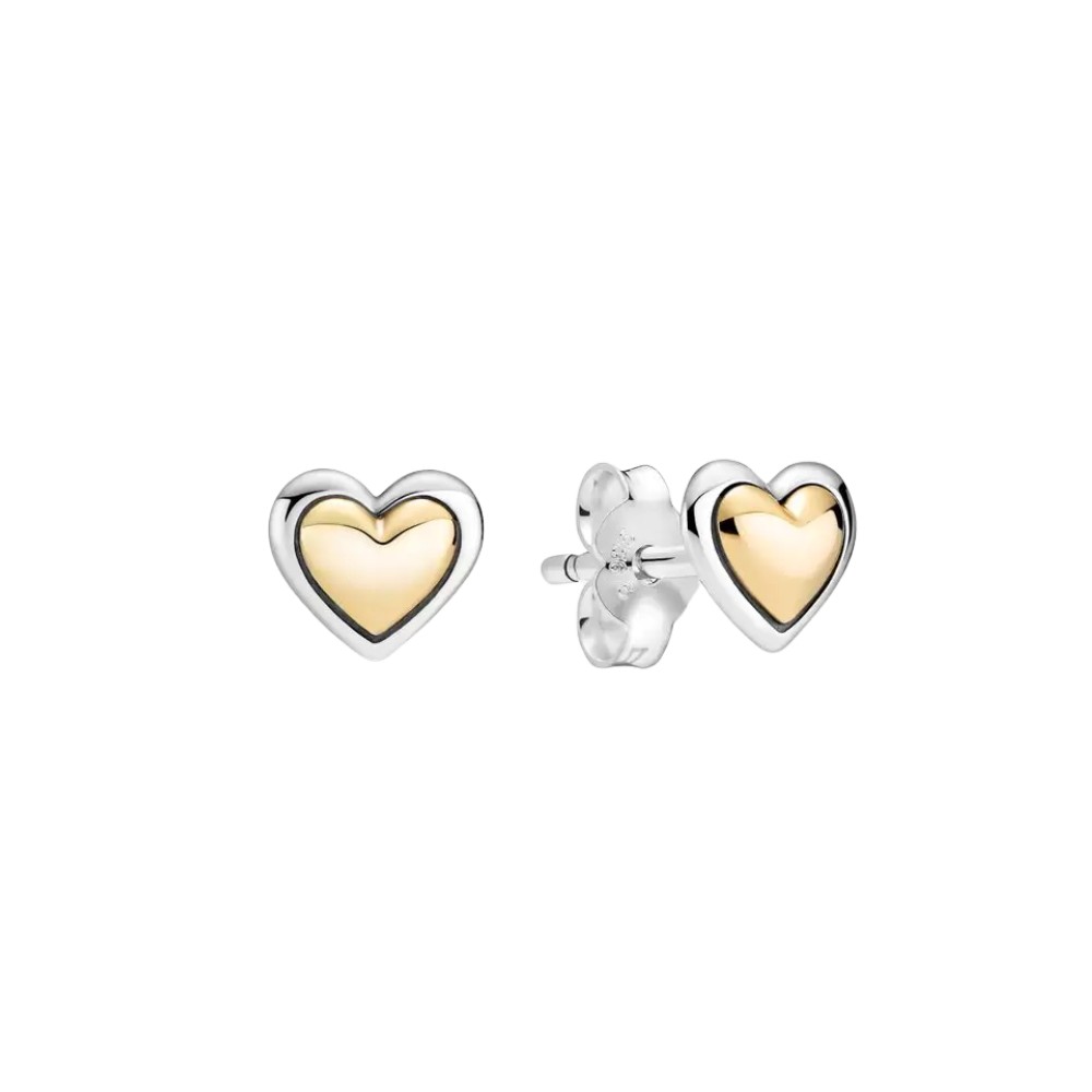 Heart sterling silver and 14k gold stud