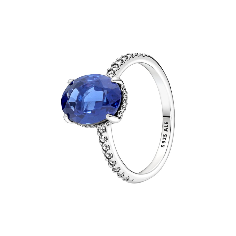 Sterling silver ring with princess blue