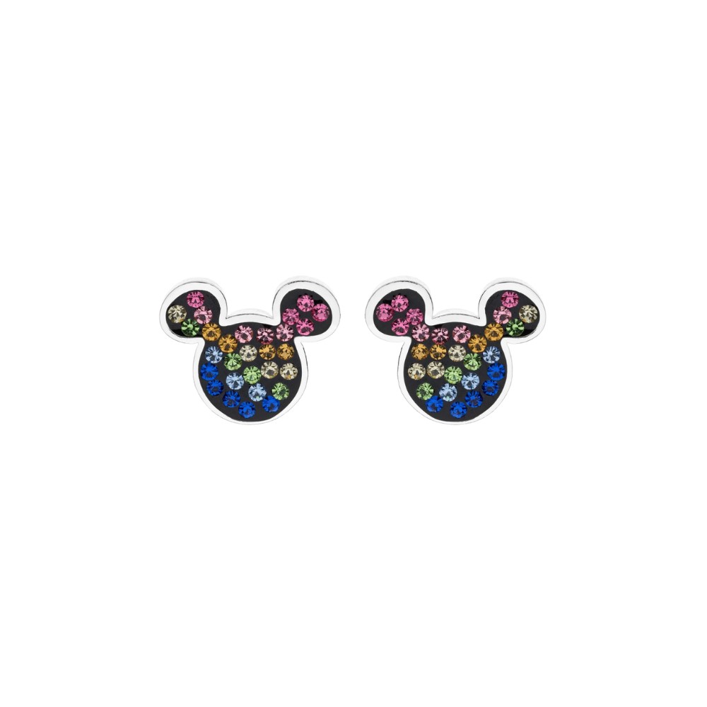 Pendientes Disney Mickey Mouse Plata Cristales multicolor